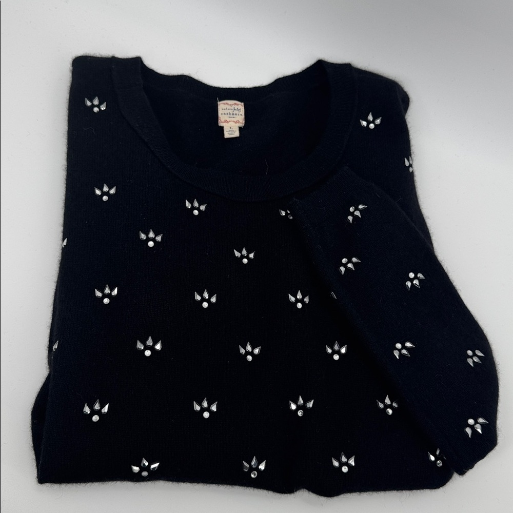 Maison Jules 100% Cashmere Black Sparkly‎ Scoop Neck Sweater Large - Picture 5 of 8